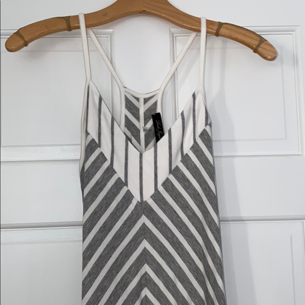 Grey/Cream knit tank dress. High/low
